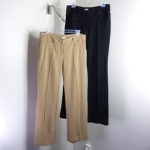 2pc Lot Cache Women&#39;s 6 Black/Tan Stretch Ponte Trouser Dress Career Work Pants - £15.62 GBP