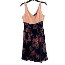 Eva Franco Velvet Floral Skirt Dress Pink Blue Size 6  - $69.54