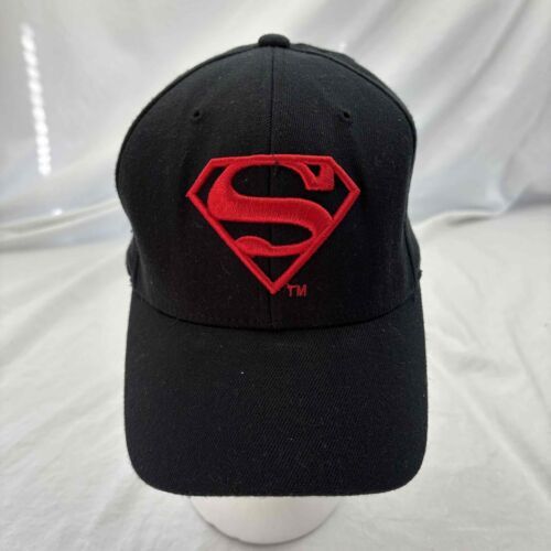Primary image for DC Comics Superman Men Baseball Cap Black Red Embroidered Logo S-M 55-57 CM