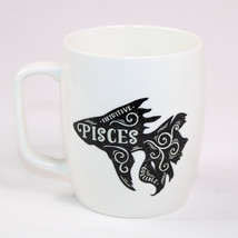 Pisces Coffee Mug Intuitive Gullible Porcelain Tea Cup 16 oz White And Black Cup - £8.35 GBP