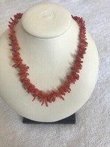 Vintage graduated  ORANGE RED CORAL natural branch 16 inch Necklace sea ocean - £48.87 GBP