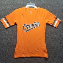Baltimore Orioles MLB Merchandise Women&#39;s Sz Small Orange Nike V-Neck T-Shirt - £10.93 GBP