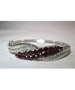 Sterling Silver 925 Garnet Hinged Bracelet 1.88TCW K680 - £58.25 GBP