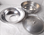 3pcs Continental Silver Co Footed Metal Casserole Dish Rose Pattern Lid ... - $29.69