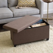 Humble Crew Rectangular Storage Fabric Ottoman Bench, Brown - £36.94 GBP