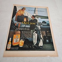 Old Crow Traveler woman &amp; suitcase man &amp; golf clubs plane Vintage Print Ad 1968 - £4.47 GBP