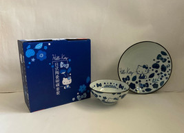 New Colgate x Sanrio Hello Kitty Japanese Ceramic Bowl &amp; Plate 2 pc Set - £35.59 GBP