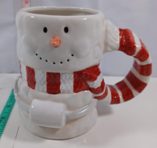 Marshmallow Snowman Mug with red and white scarf handle very cute - £5.06 GBP