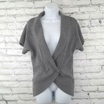 Bisou Bisou Sweater Womens XS Gray Acrylic Knit Top Deep V Snap Cardigan - £15.80 GBP