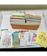 Misc Vintage Greeting Card Holder w/ Dividers and NEW Cards w/ Envelopes - £53.89 GBP