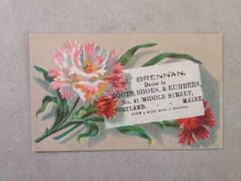 Antique Victorian Business Trade Card Portland ME Maine J Brennan Boots Shoes - £23.88 GBP