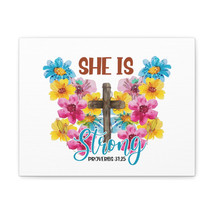  Proverbs 31:25 She Is Strong Flowers Bible Verse Canvas Christi - £56.03 GBP+