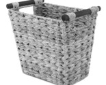 Whitmor Split Rattique Waste Basket with Wood Handles - Gray Wash - $46.99