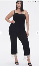 Forever 21 Womens Plus sz 3X Cami Jumpsuit Black NWT Tassled Rhinestones - £31.43 GBP