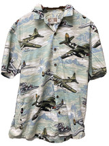 Kalaheo Hawaiian Shirt WWII Airplane Print Short Sleeve Sz Mens Medium B29 B26 - £32.64 GBP