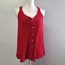 Maurices Tank Top Terry Cloth Red Button Down Ribbed Lightweight Womens ... - £13.56 GBP