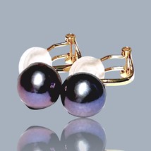 5A Round 10 - 10.5mm Natural Purple Black Pinkish Edison Pearl Clip-On Earrings - $98.99