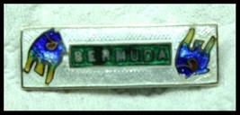 1920 Art Nouveau Enamel Souvenir Pin &quot;Bermuda&quot; Sterling Silver with Blue... - £11.99 GBP