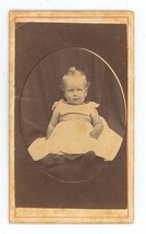 Antique ID&#39;d CDV c1870s Dishrow Adorable Baby White Dress Sitting Albion, NY - £7.41 GBP