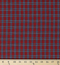 Tartan Plaid Shirting Red Polyester/Cotton Yarn Dyed Fabric by the Yard D157.25 - £6.38 GBP
