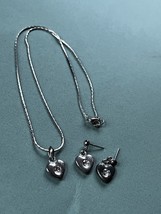 Demi Lot of Thin Silvertone Chain w Small Heart w Clear Rhinestone Cente... - £7.57 GBP