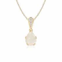 Authenticity Guarantee 
ANGARA Vintage Style Pear Opal Drop Pendant with Diam... - £573.48 GBP
