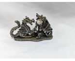 DND RPG Dragons Fighting Over Crystal Ball Pewter Miniature Acessory 2&quot; - $43.55