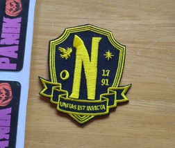 Bam! Horror Wednesday Nevermore Academy Embroidered Iron On Patch Black ... - £7.91 GBP