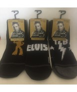 NEW 3 Pairs Elvis Men&#39;s Low Cut One Size Black Socks - $15.26