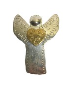 Vintage Hammered Silver Pin Etched Angel w/Heart Brooch - $332.16 MXN