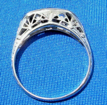 Natural Diamond Sapphire Deco Wedding Band Antique Solid 18k Gold Belais Ring - $1,895.25