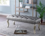 Champagne Maxem Tufted Faux Leather Upholstered Seat With Nailhead Trim ... - $171.97