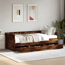 Industrial Rustic Smoked Oak Wooden 2 in 1 Daybed Sofa Bed With Storage ... - $257.24