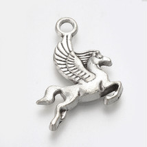 50 Pegasus Charms Antiqued Silver Flying Horse Jewelry Fairy Tale Findings - £7.05 GBP