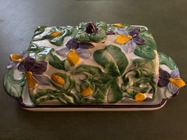 Pansy Decor Butter Dish-Temptations By Tara - £19.20 GBP