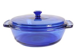 Cobalt Blue Anchor Hocking 2 Qt Covered Casserole Very Good Condition w Handles - £13.44 GBP
