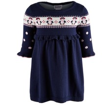 Blueberi Boulevard Baby Girl 6-9M Navy Blue Penguin Polka Dot Sweater Dr... - $25.24