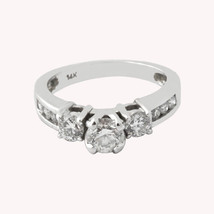 1.07CT Women&#39;s Three Stone Round Natural Diamond Engagement Ring 14K White Gold - £1,186.25 GBP