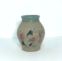 Hummingbird Among the Flowers - Studio Design Pottery Vase. Natural Eart... - $29.69