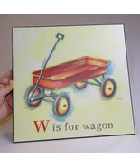 Wall Art W Is For Wagon By Catherine Richards Red Wagon On Wood Board Co... - €10,66 EUR