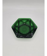 Vintage Green Hexagon Glass Star Ashtray 5.75&quot; - $40.02