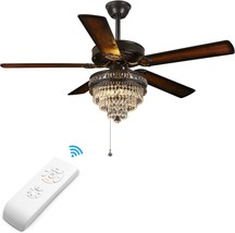 Retro Ceiling Fans, Noiseless Dc Motor, Reversible, Crystal Ceiling Fan - £204.48 GBP