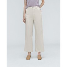 Everlane Womens The Organic Wide-Leg Pants Twill High Rise Stretch Bone Ivory 2 - £38.64 GBP