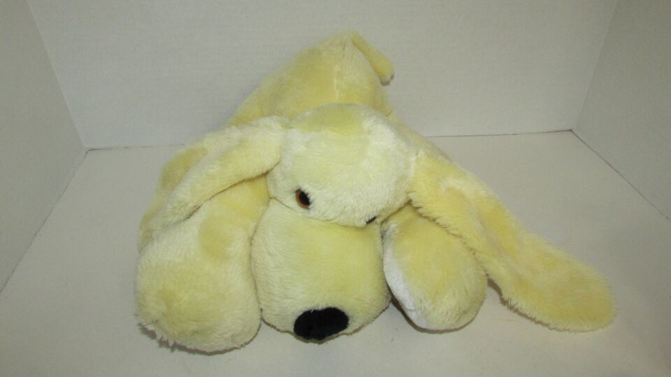 Primary image for Puppy dog plush yellow white lying down Antics 1981 Bellstone trading Korea