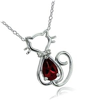 Sterling Silver Gemstone Filigree Cat Slide - $91.68