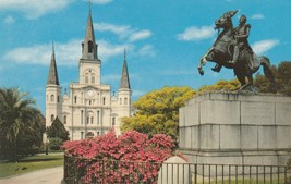 Vintage Postcard St. Louis Cathedral and Jackson Monument New Orleans Louisiana - £5.44 GBP