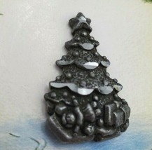 Christmas Tree Pin Gray Metal 1 Inch - £7.65 GBP