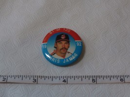 RARE 1992 Baseball Pin Chris James Cleveland Indians button 1 1/2 in MLB... - £4.87 GBP