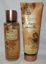 Victoria&#39;s Secret Fragrance Mist &amp; Lotion Set Lot Of 2 Bare Vanilla Golden - £27.78 GBP