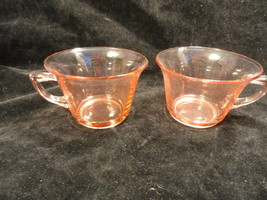 2 Pink Cambridge Depression Glass Cups Mint - $15.99